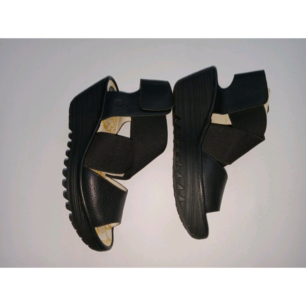 Fly London Strappy Black Wedge Sandals Women's Size 39 US 8 - Picture 7 of 11
